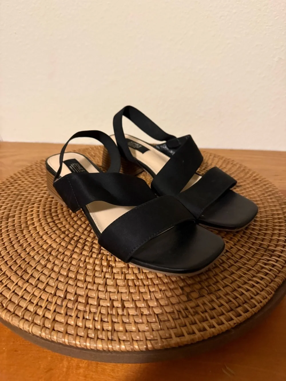 Jones New York Black Low Block Heel Slingback‎ Heeled Sandals